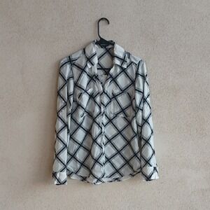 Make Offer!  Express Black and Gray Button Down Shirt with Notched Collar